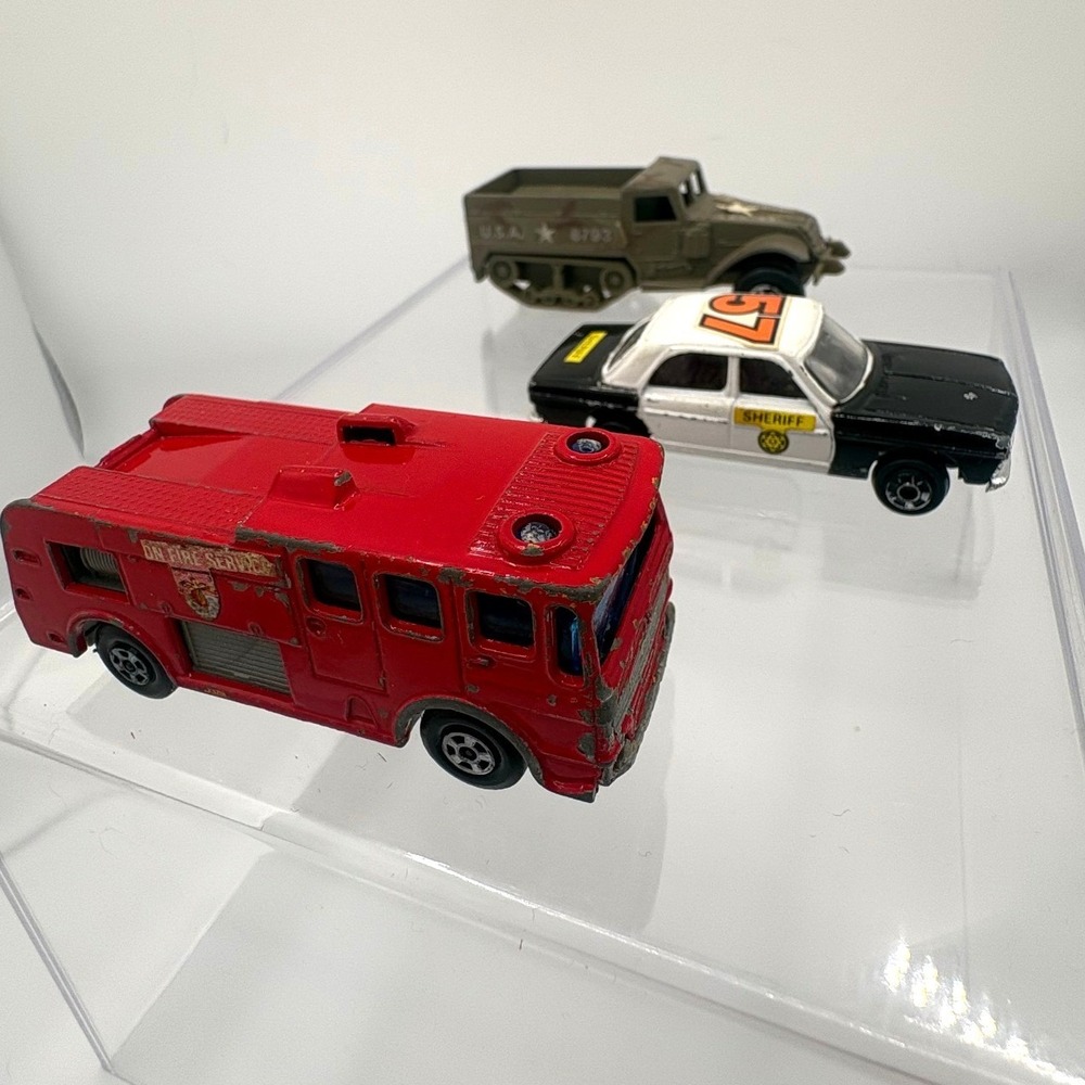 Vintage Matchbox 1969 Fire Engine & Zylmex Audi Sheriff Armored Half Track Lot